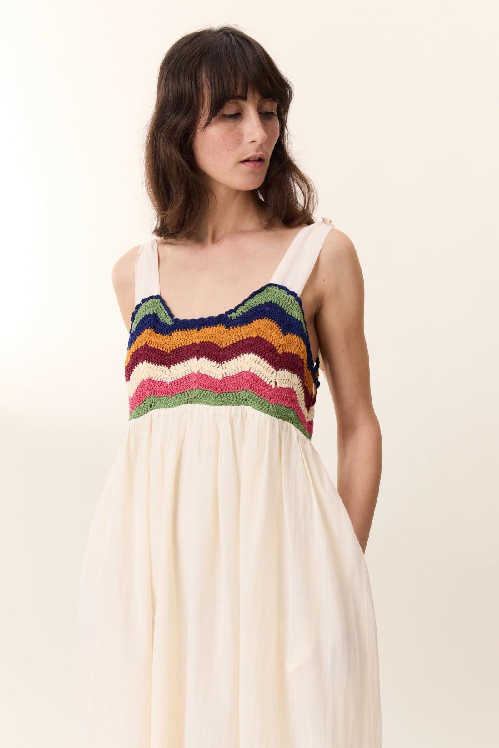 Leon & Harper Robe Ricq Crochet Off White