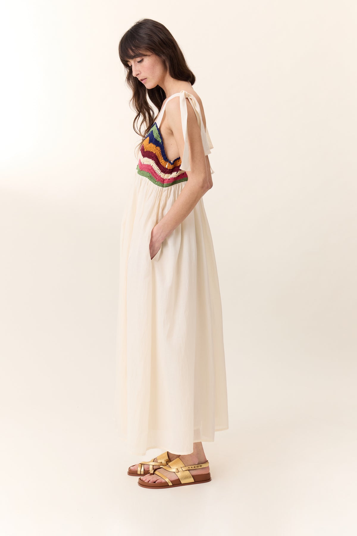 Leon & Harper Robe Ricq Crochet Off White