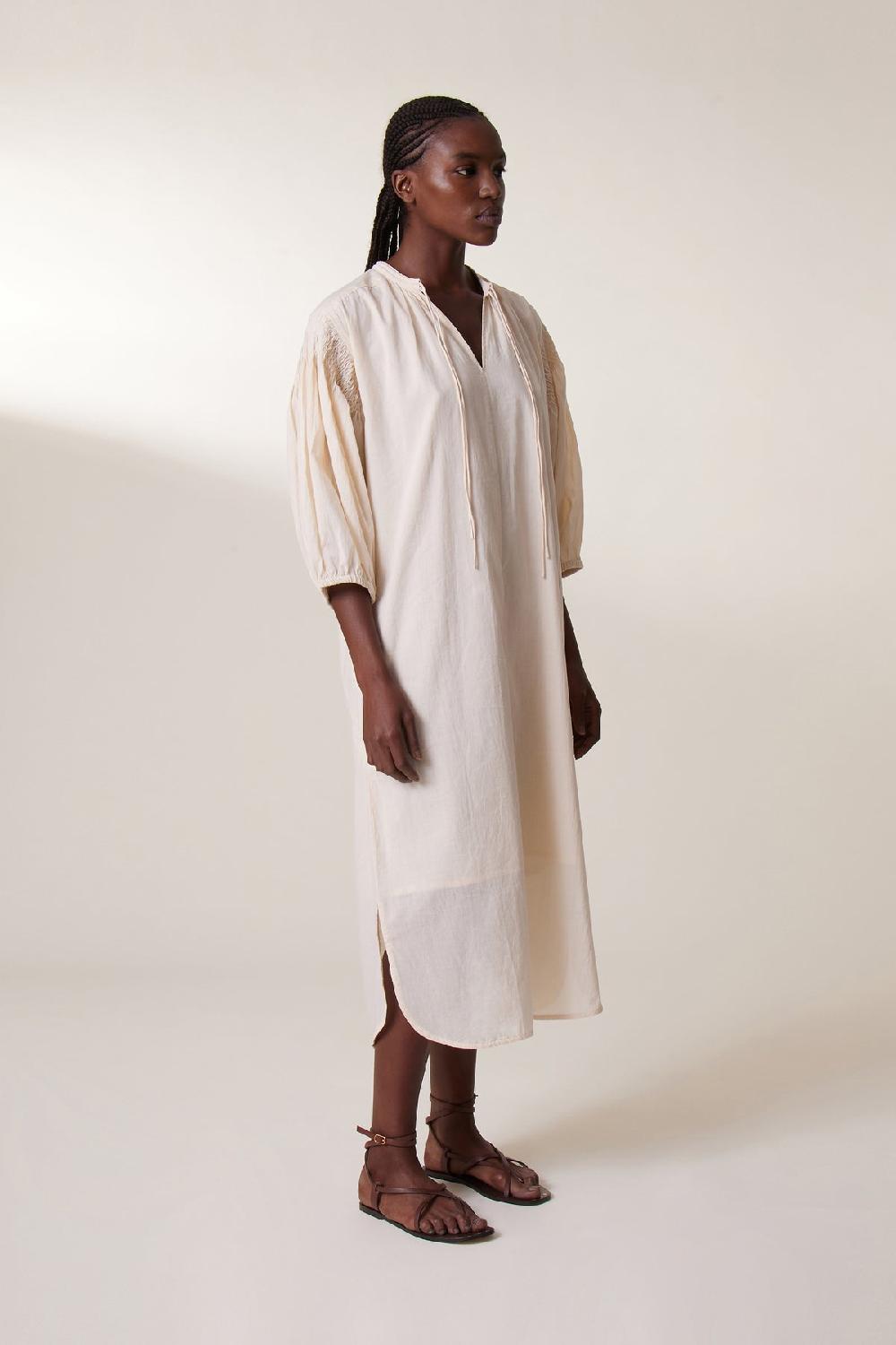 Leon & Harper Robe Rire Plain Ecru