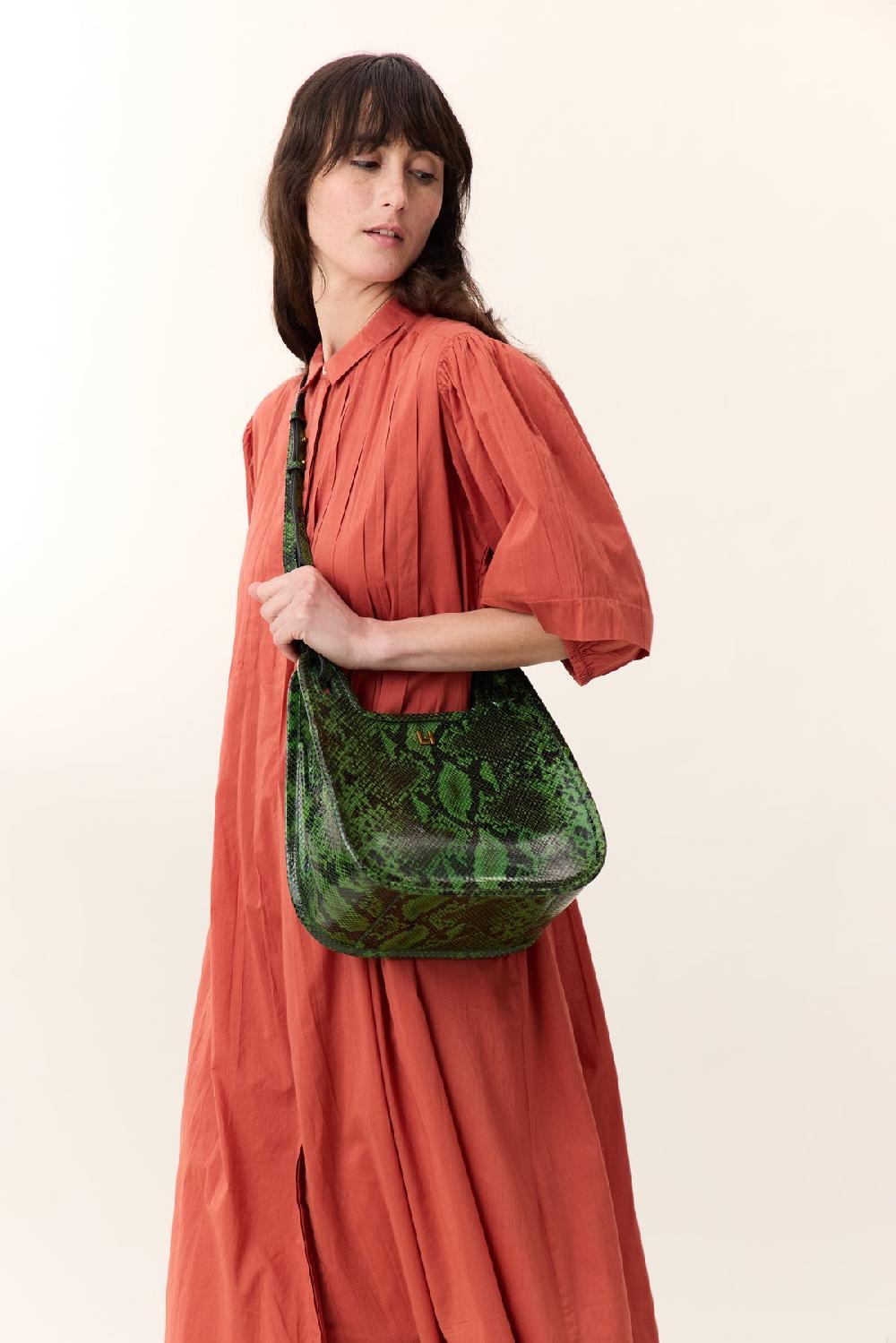 leon & harper Robe Roca Pleat Terracotta