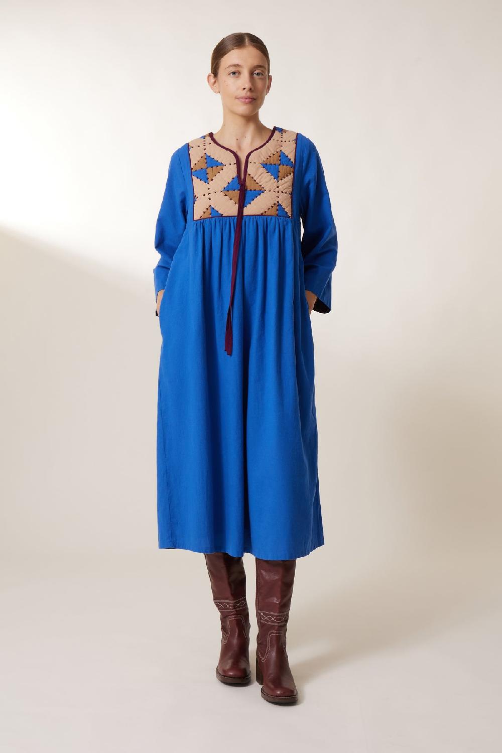 Leon & Harper Robe Rom Losange Blue