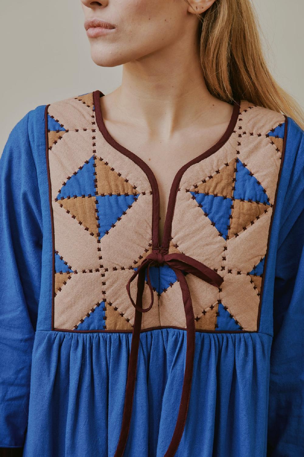 Leon & Harper Robe Rom Losange Blue