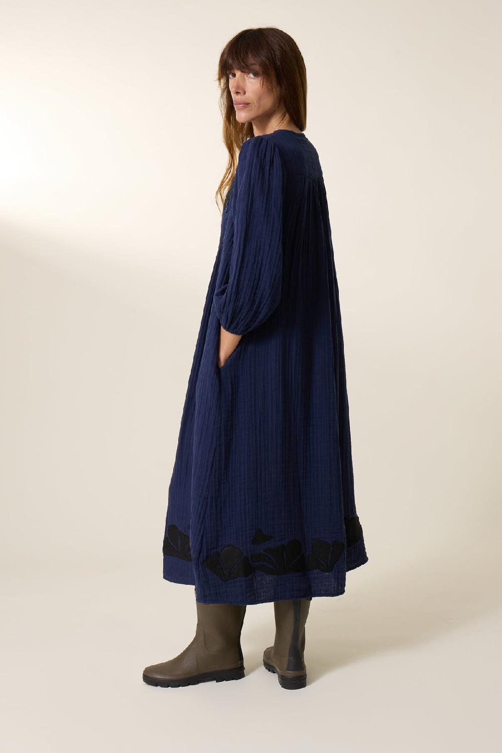 Leon & Harper Robe Romaine Beads Navy