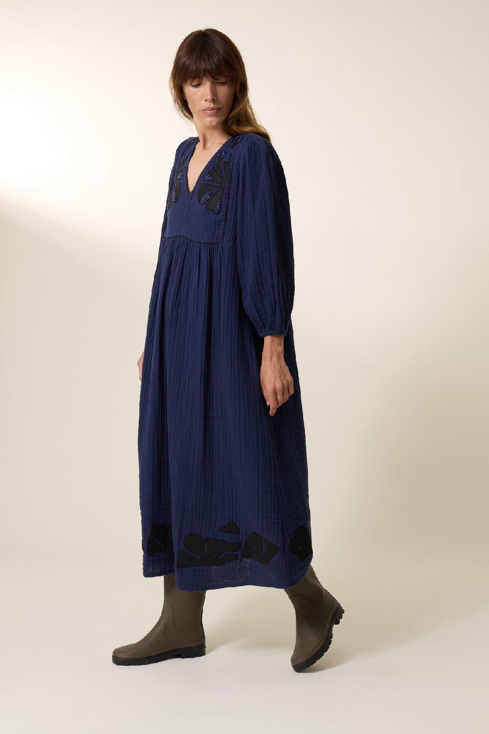 Leon & Harper Robe Romaine Beads Navy