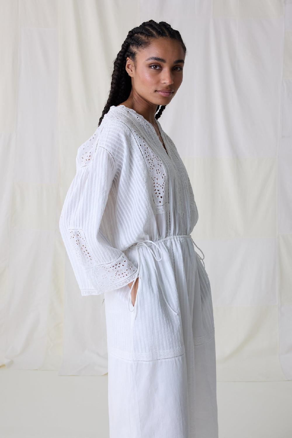 leon & harper Robe Roxy Plain White