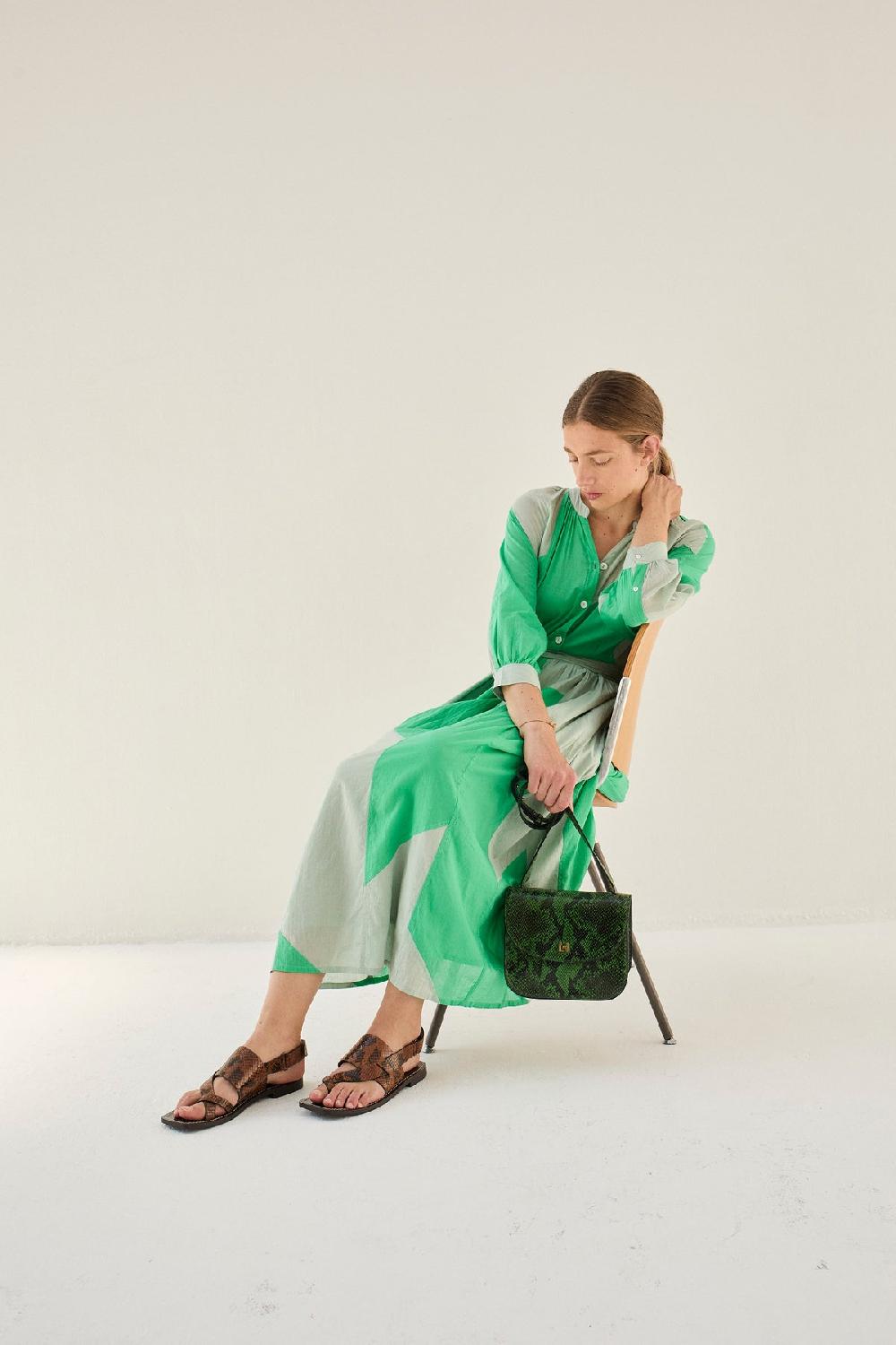 leon & harper Robe Runa Patch Green