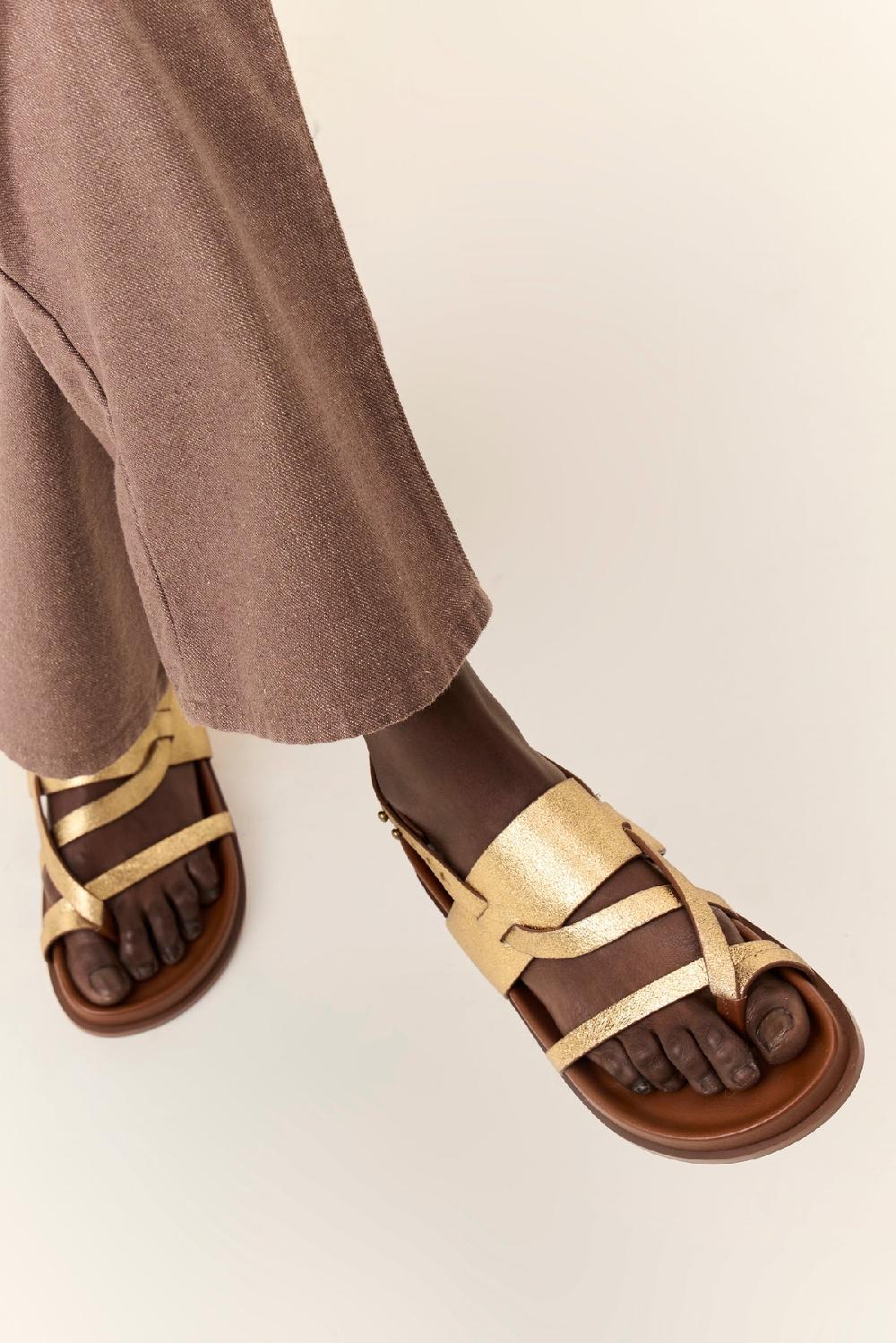 Leon & Harper Sandales Capel Plain Gold