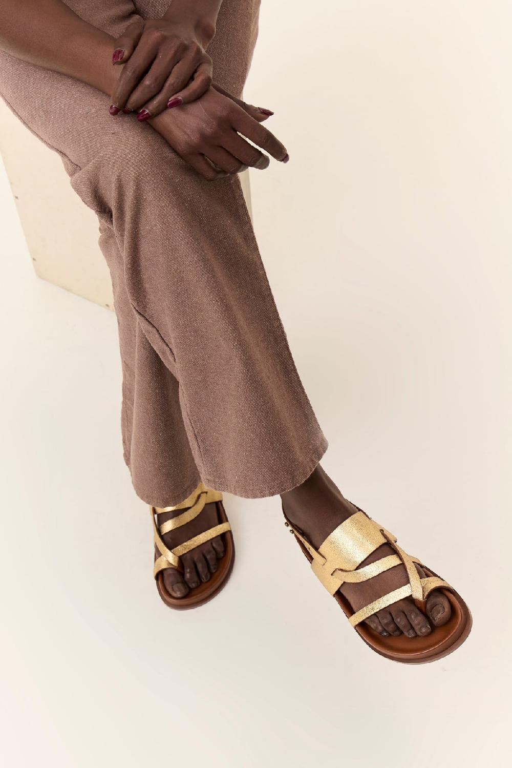 Leon & Harper Sandales Capel Plain Gold