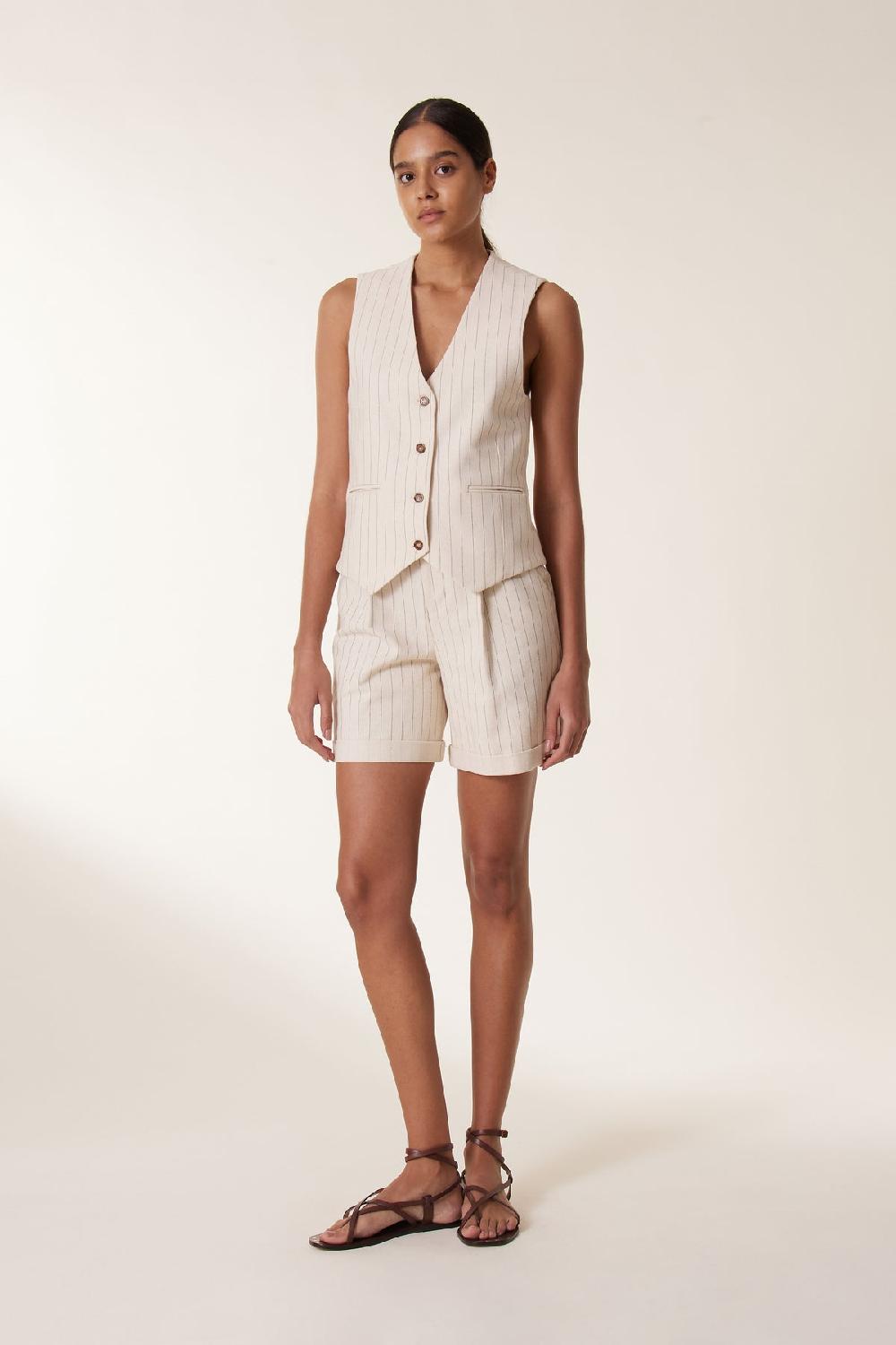 Leon & Harper Short Quirin Vertic Ecru