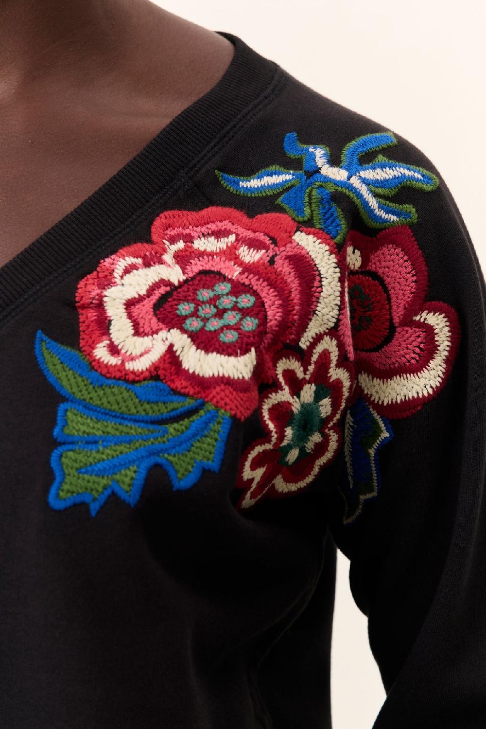 Leon & Harper Sweat Shavi Flowers Carbone