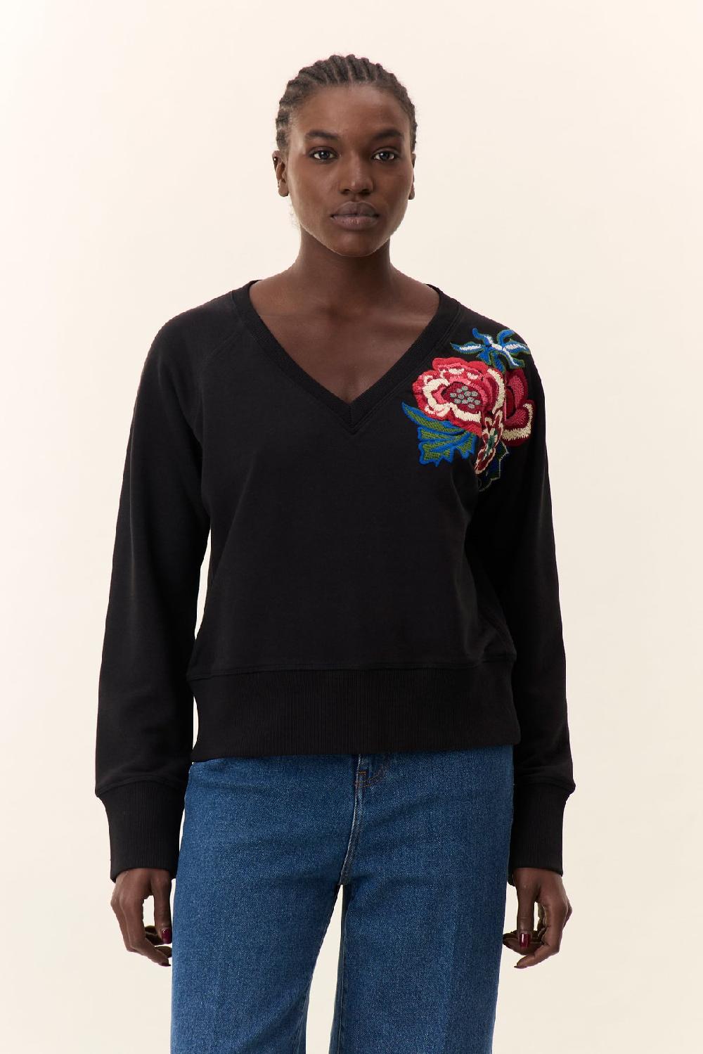 leon & harper Sweat Shavi Flowers Carbone