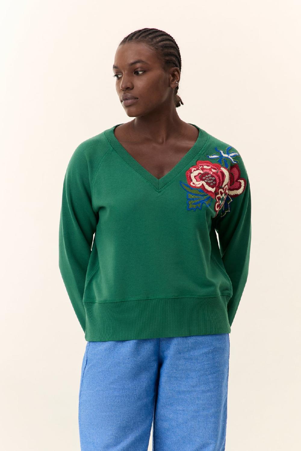 leon & harper Sweat Shavi Flowers Green