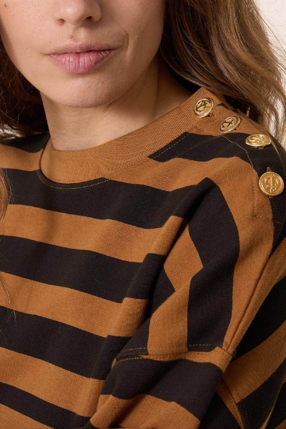 Leon & Harper Sweat Siena Stripe Camel