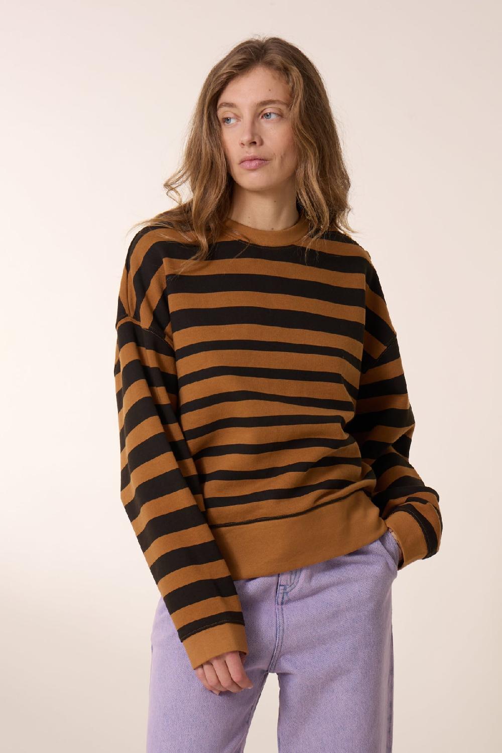 leon & harper Sweat Siena Stripe Camel