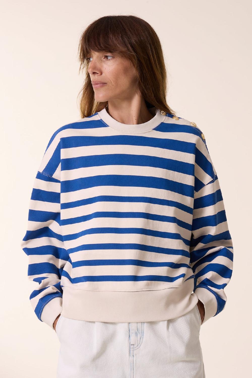 leon & harper Sweat Siena Stripe Off white