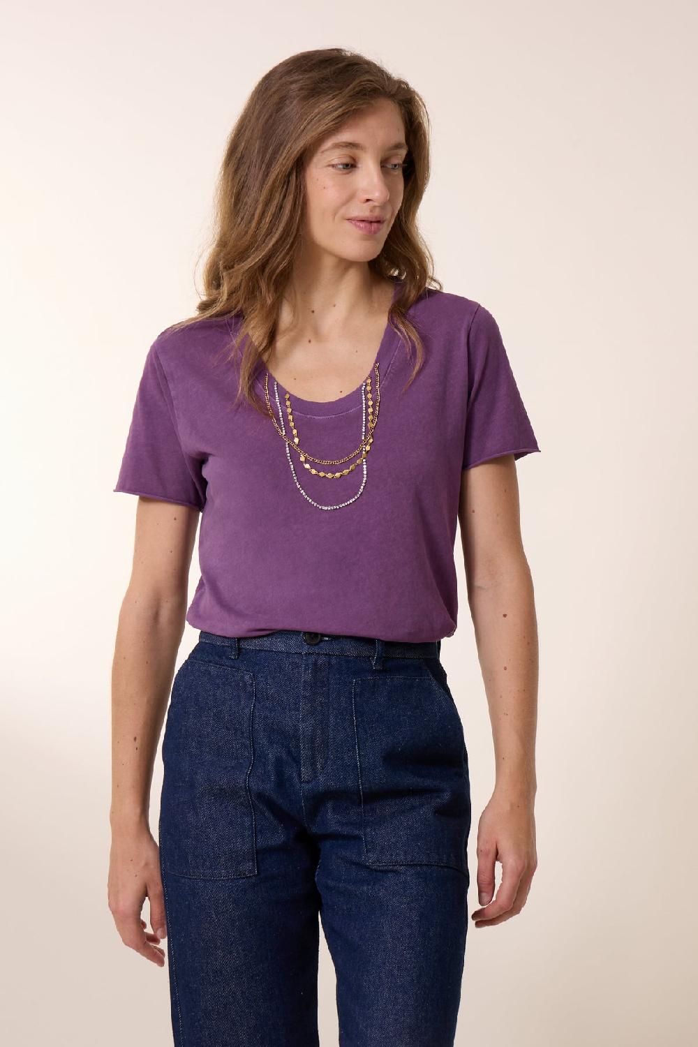 leon & harper T shirt Tizia Diamonds Purple