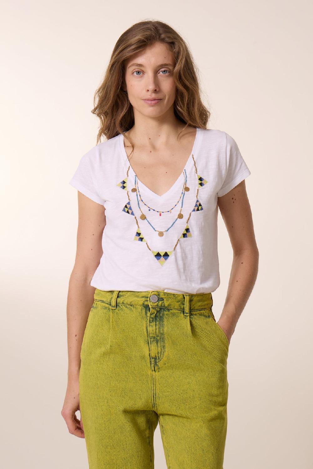 leon & harper T shirt Tonton Brodery White