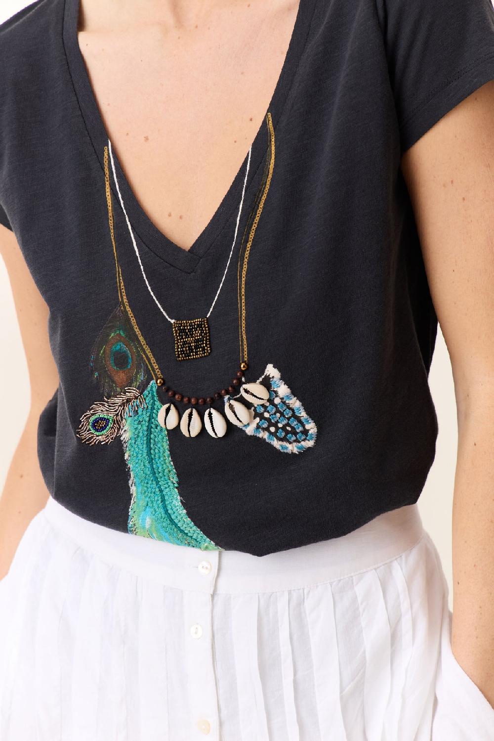 Leon & Harper T Shirt Tonton Feather Carbone