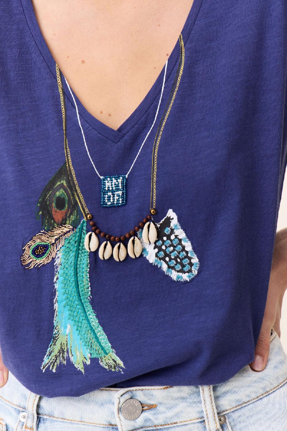 Leon & Harper T Shirt Tonton Feather Navy