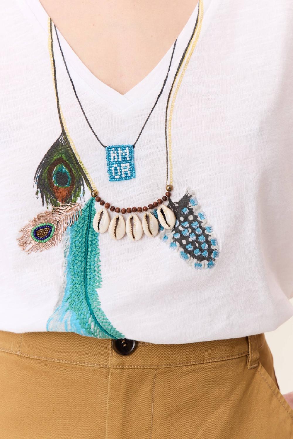 Leon & Harper T Shirt Tonton Feather White