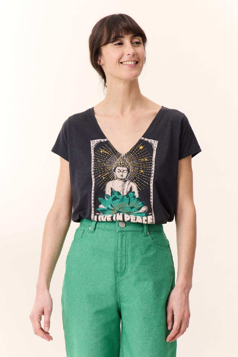 leon & harper T shirt Tonton Yoga Carbone