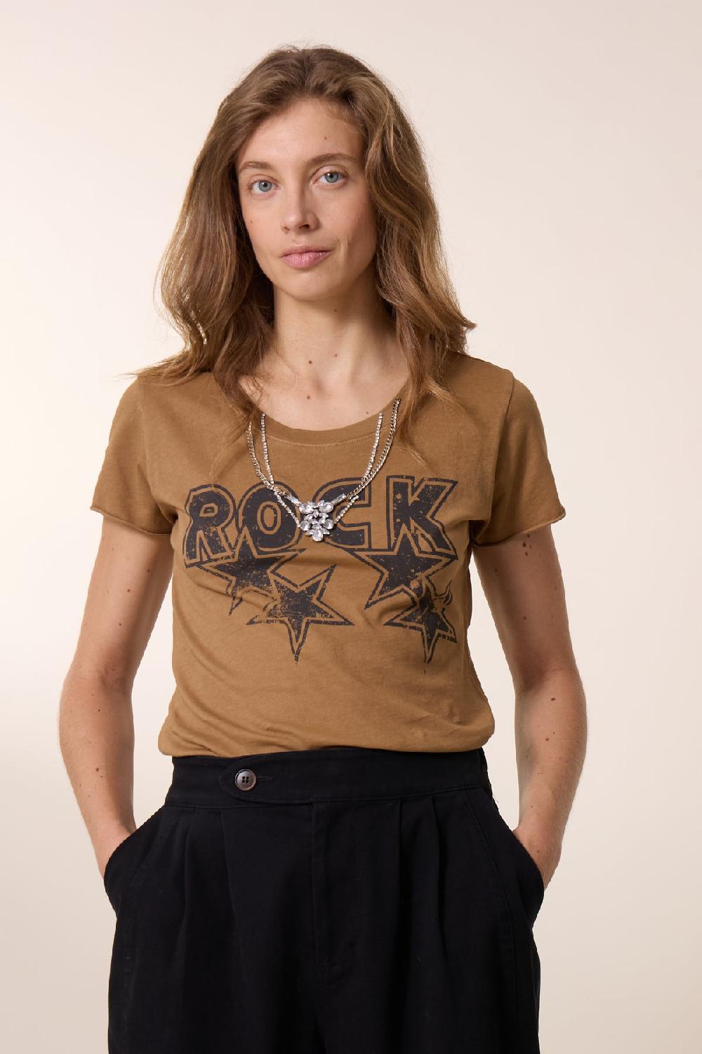 leon & harper T shirt Toro Strass Camel