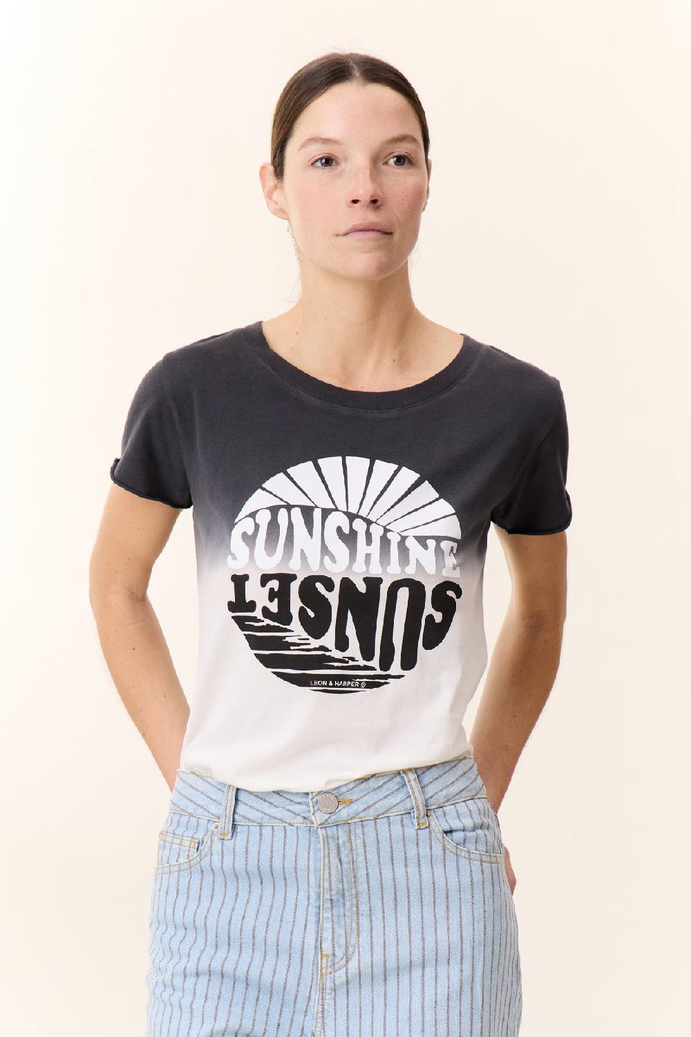 leon & harper T shirt Toro Sunset Carbone