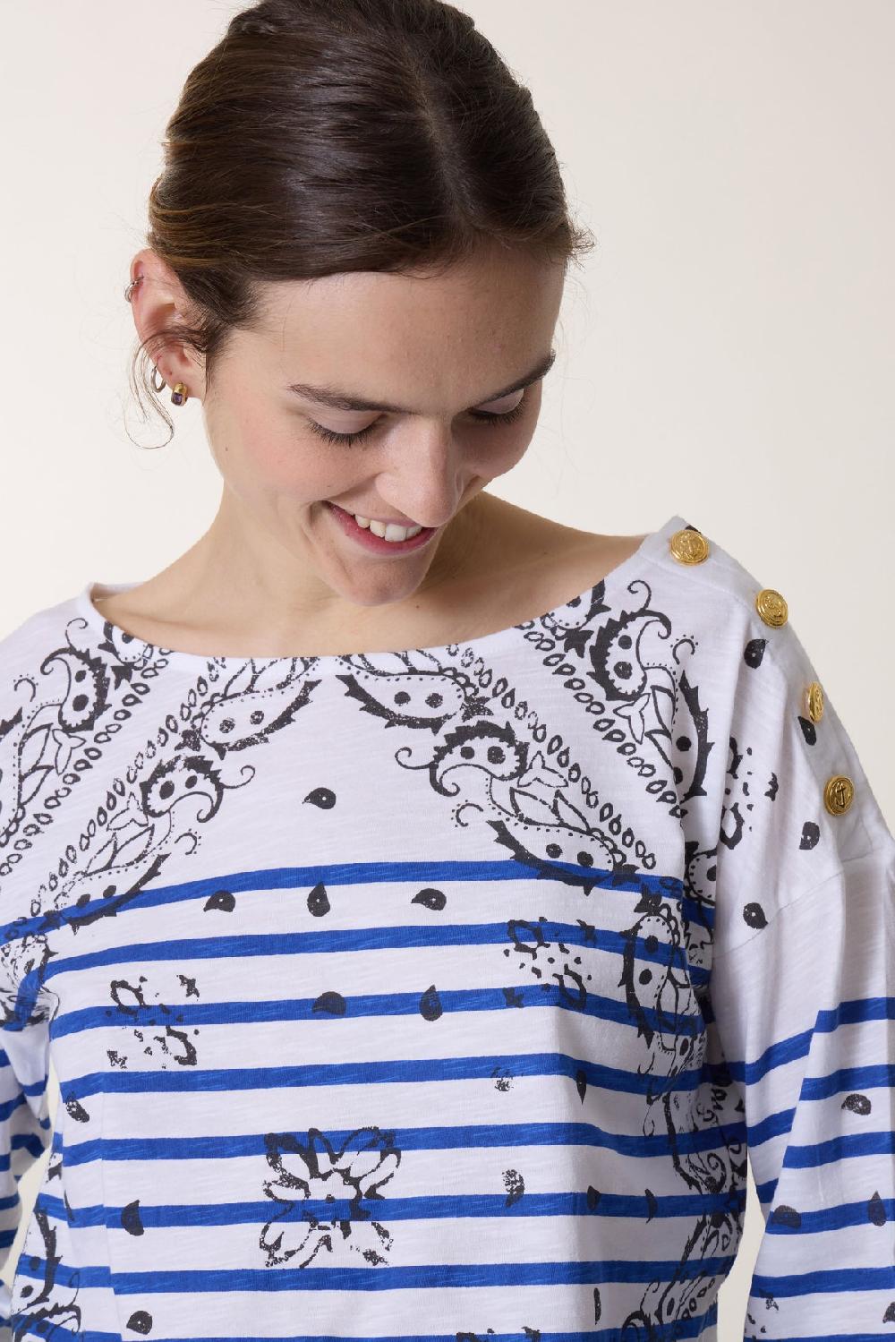 Leon & Harper Tshirt Thilla Paisley Blue