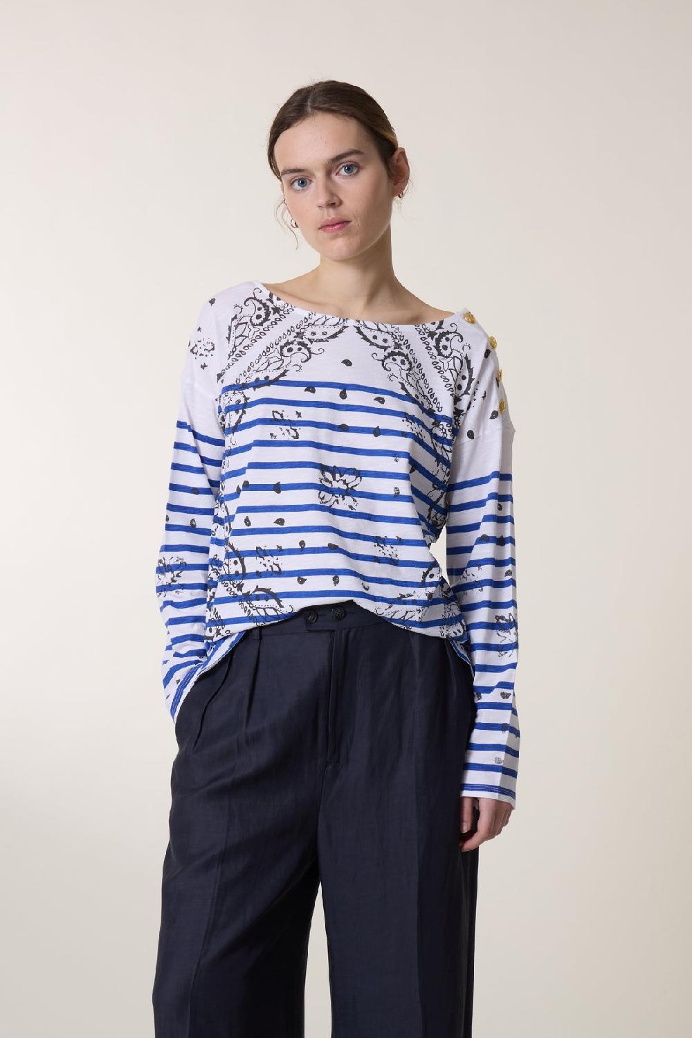 Leon & Harper Tshirt Thilla Paisley Blue