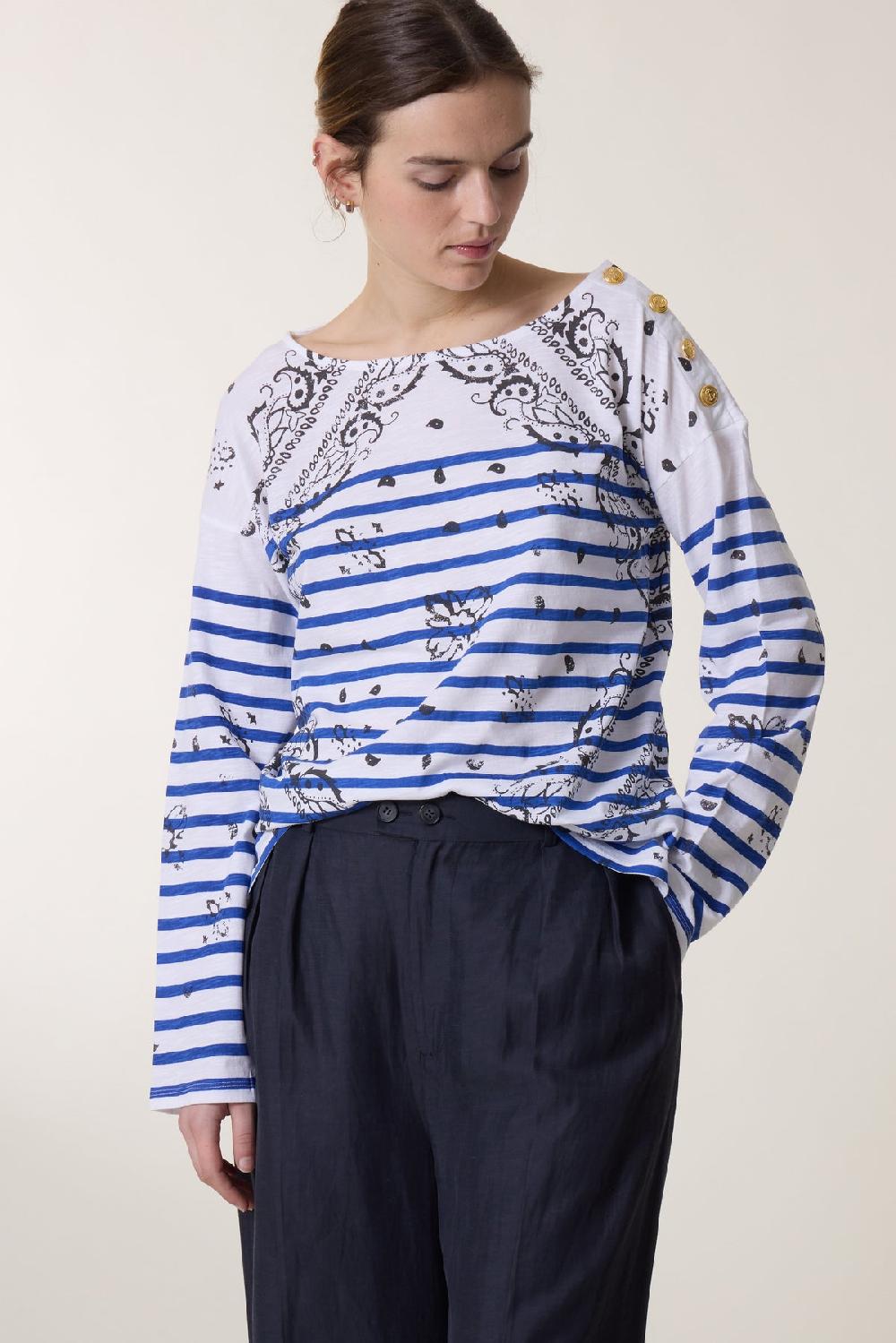 leon & harper Tshirt Thilla Paisley Blue