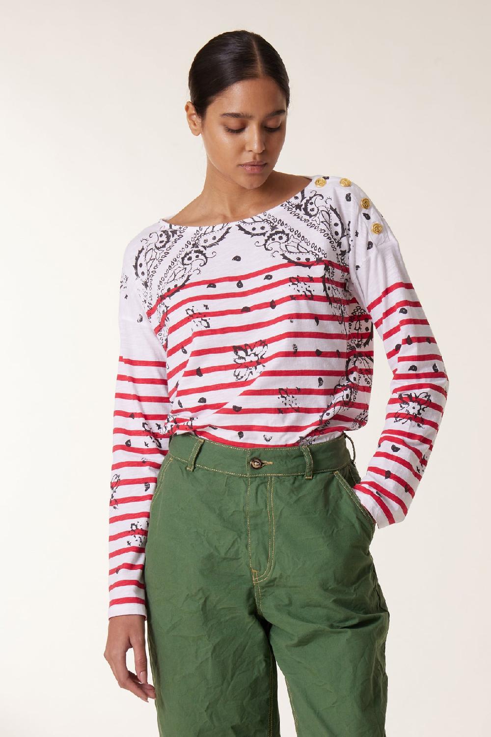 leon & harper Tshirt Thilla Paisley Red