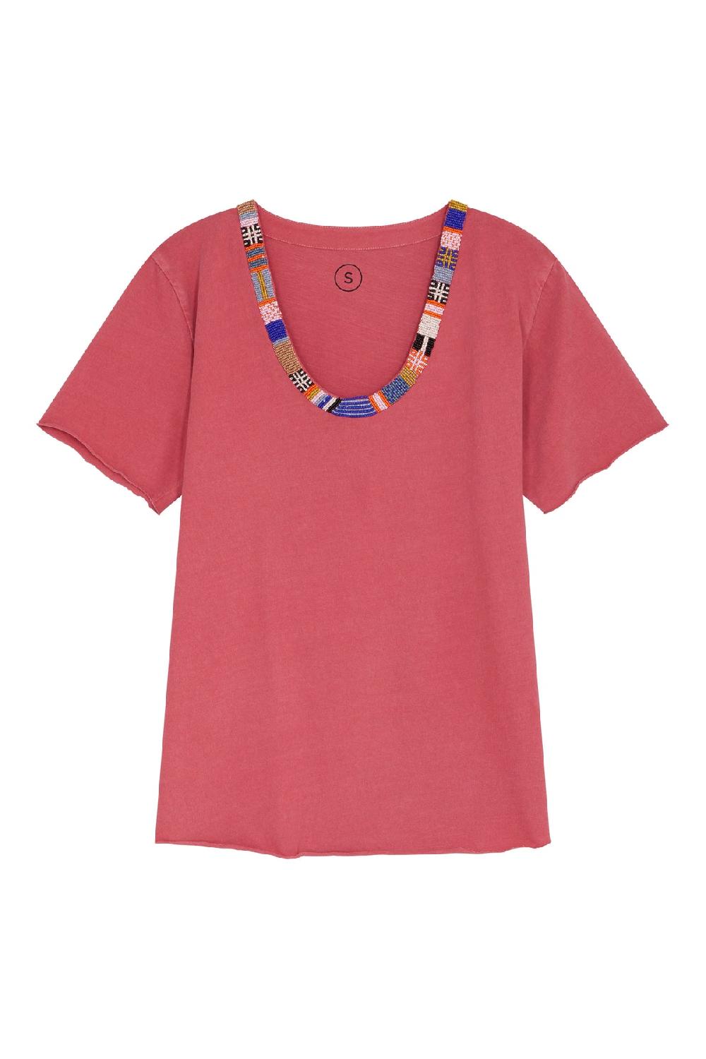 Leon & Harper Tshirt Tizia Beads Coral