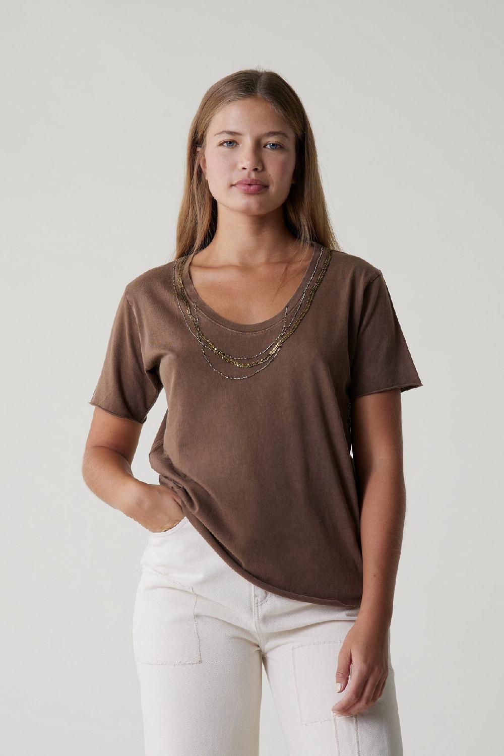 leon & harper Tshirt Tizia Bling Brown