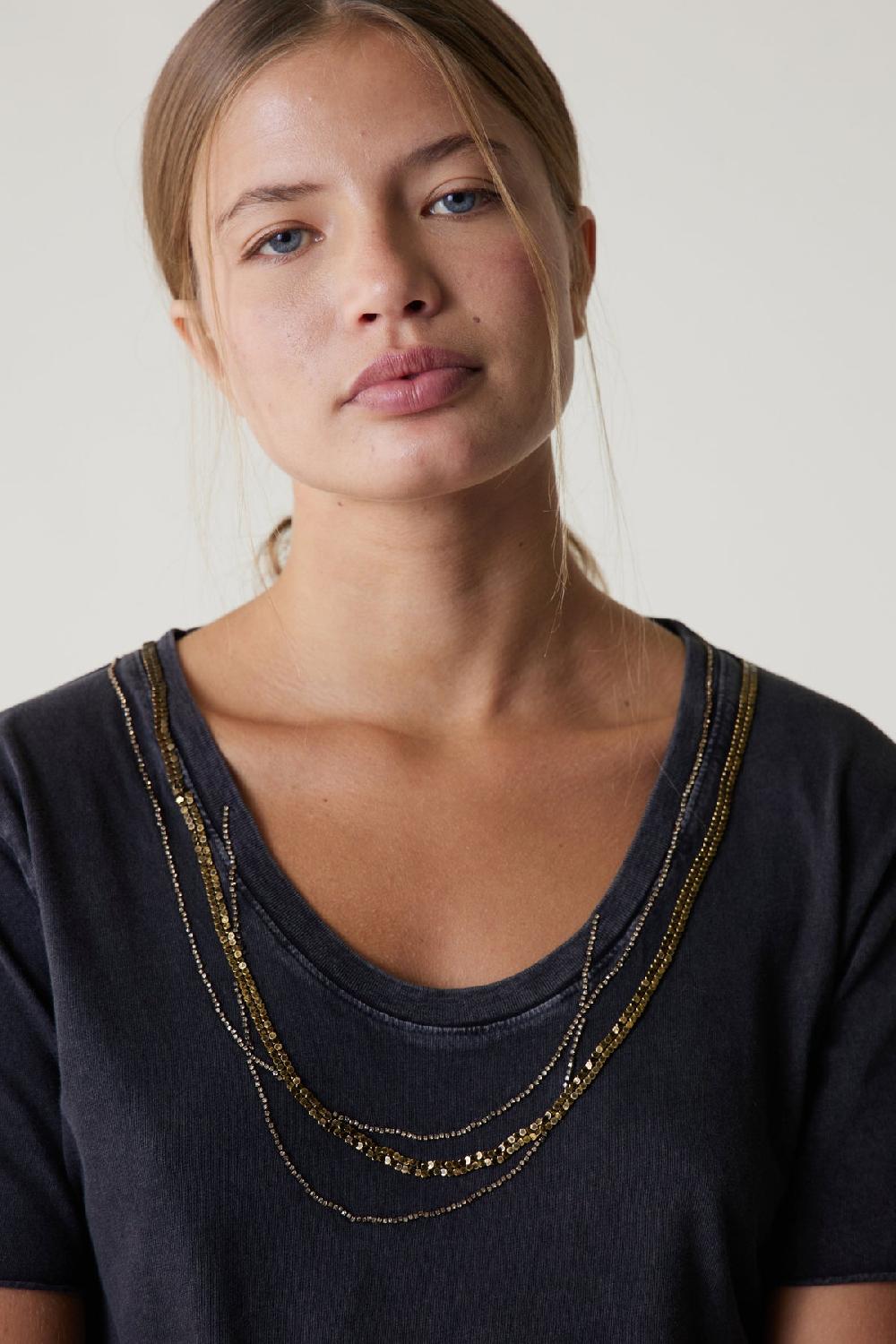 Leon & Harper Tshirt Tizia Bling Carbone