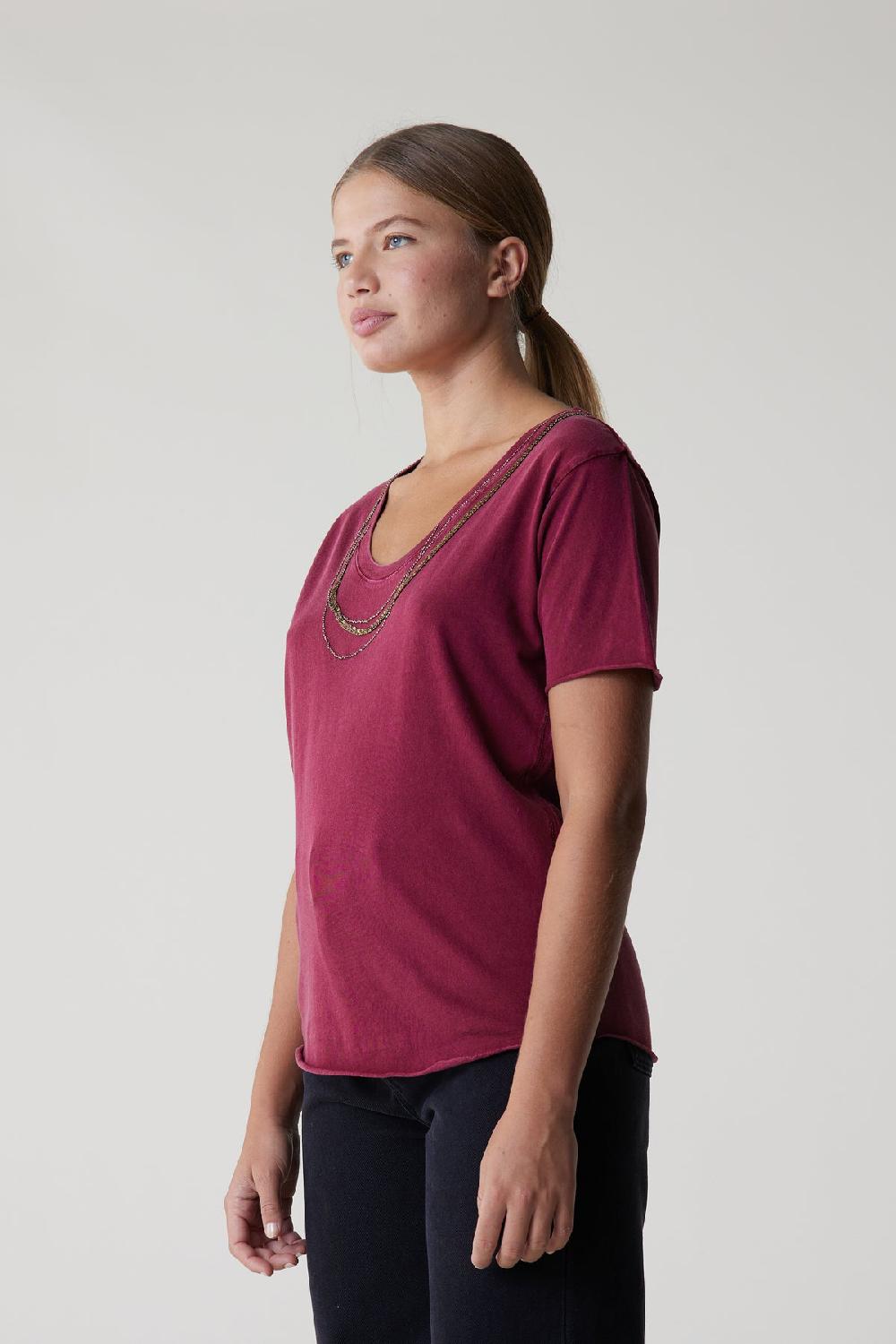 Leon & Harper Tshirt Tizia Bling Wine