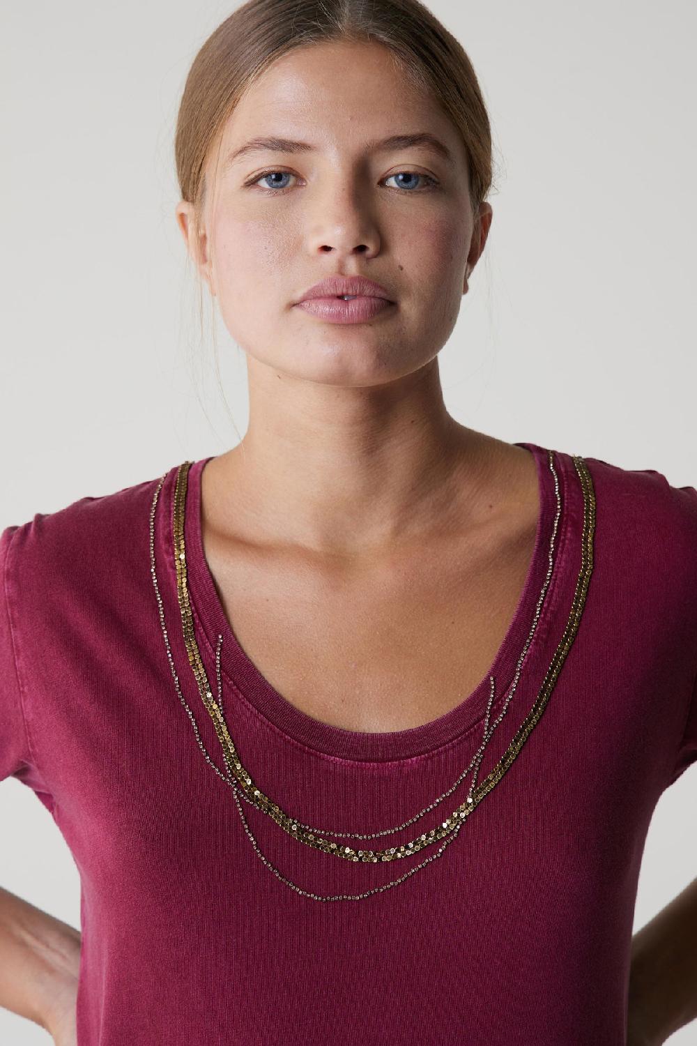 Leon & Harper Tshirt Tizia Bling Wine