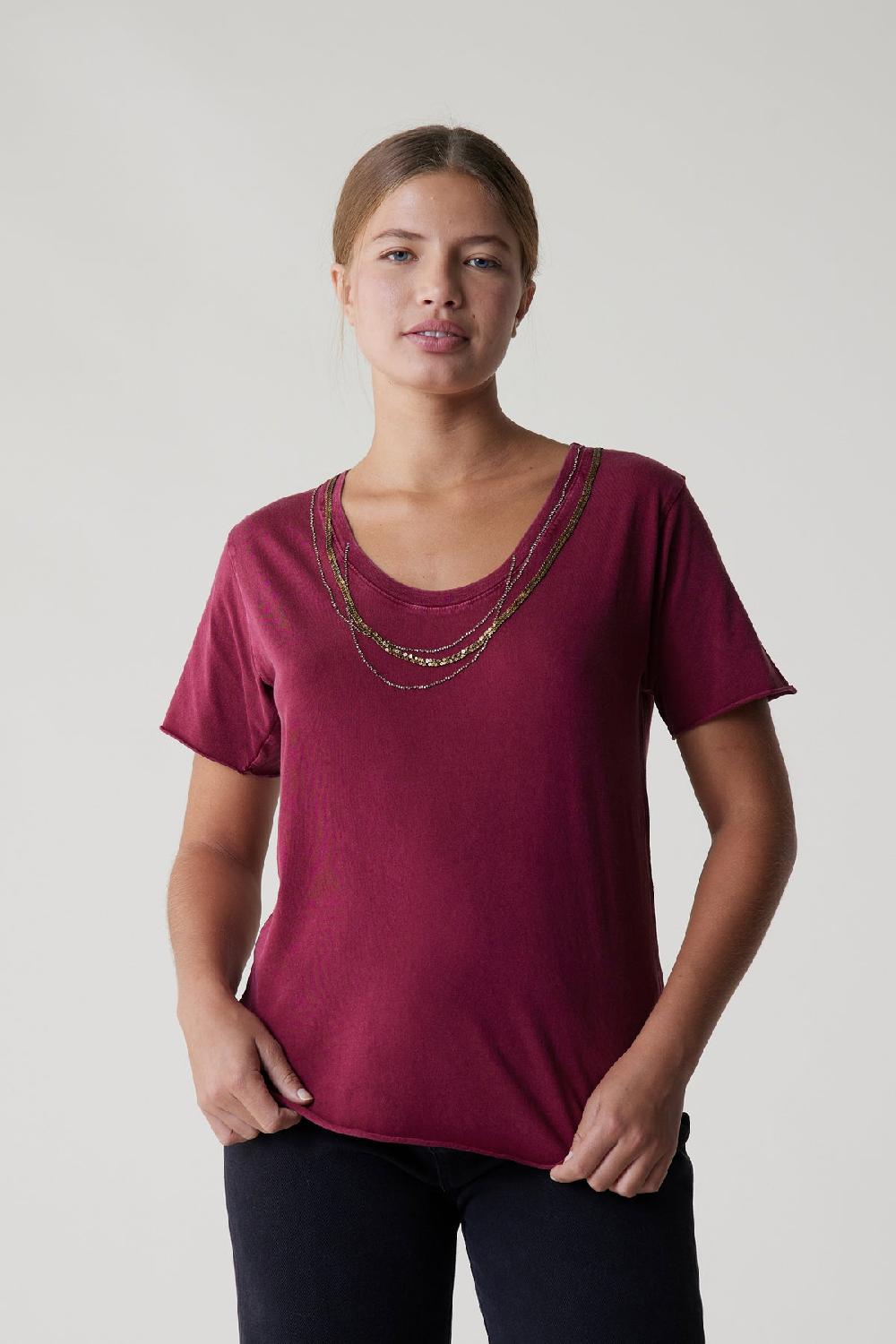 leon & harper Tshirt Tizia Bling Wine