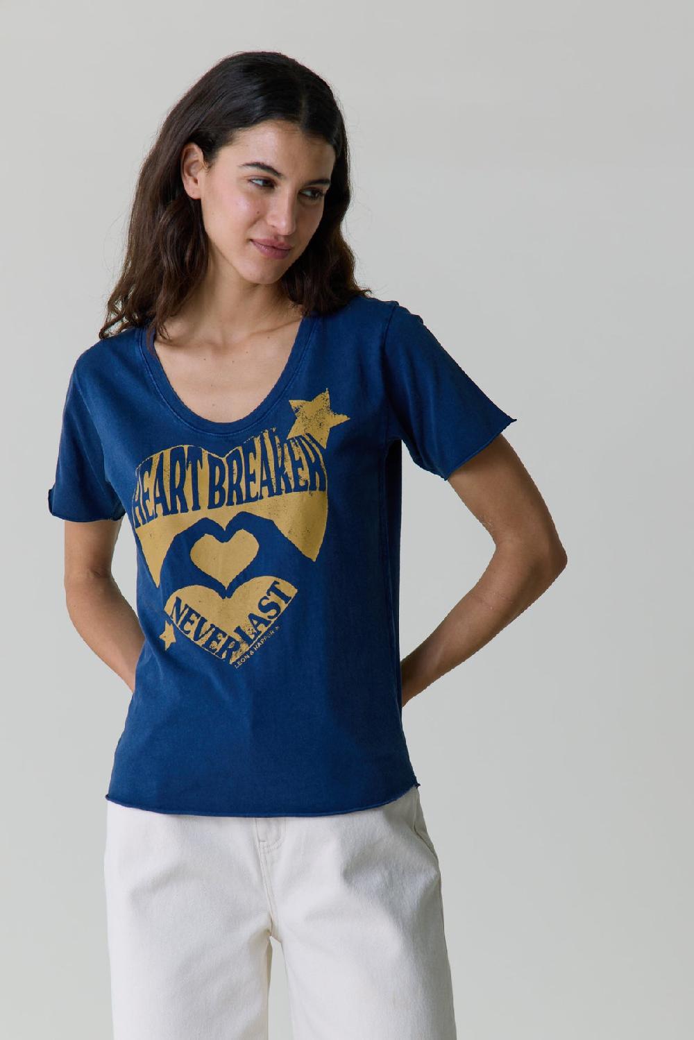 leon & harper Tshirt Tizia Heart Navy