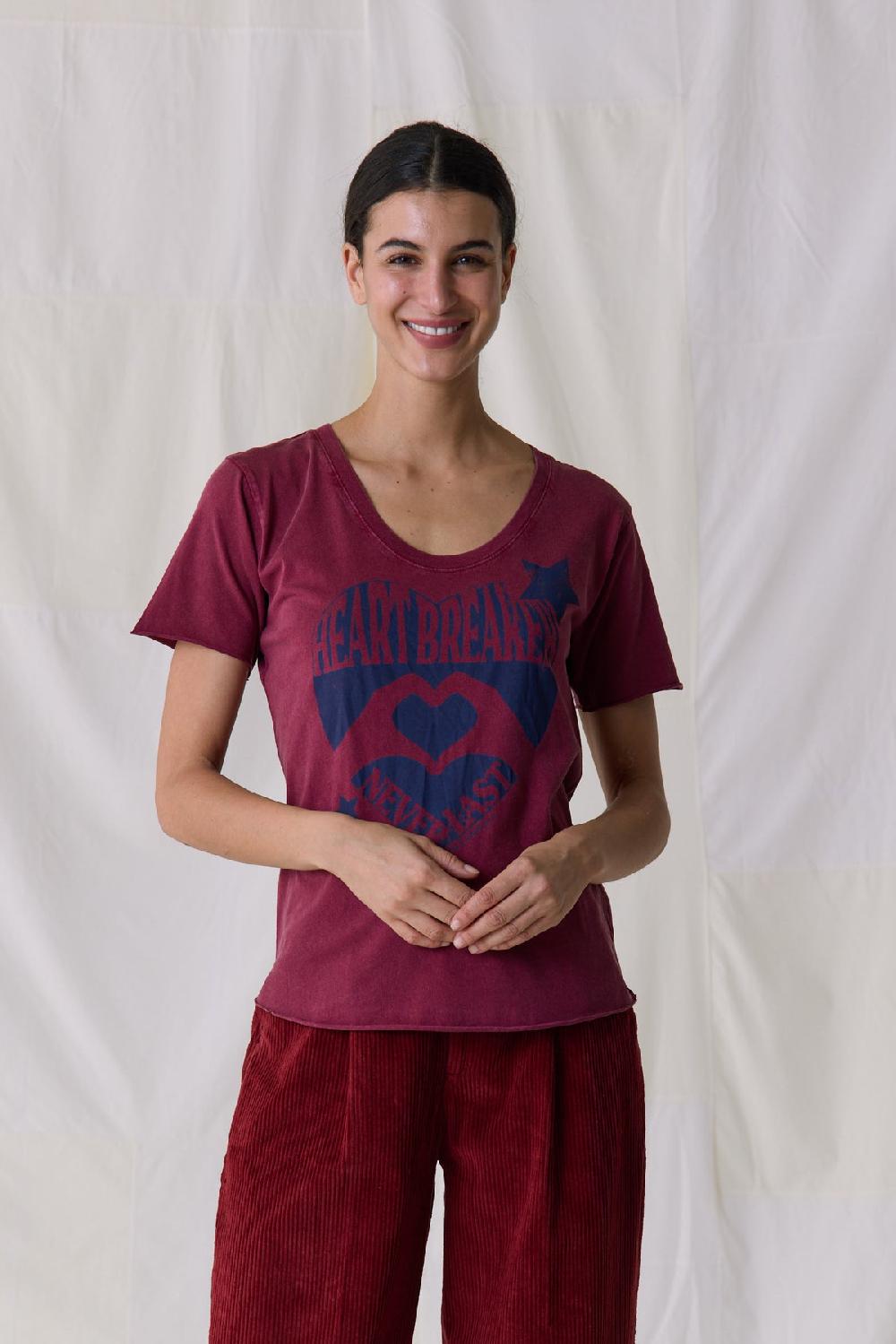 leon & harper Tshirt Tizia Heart Wine