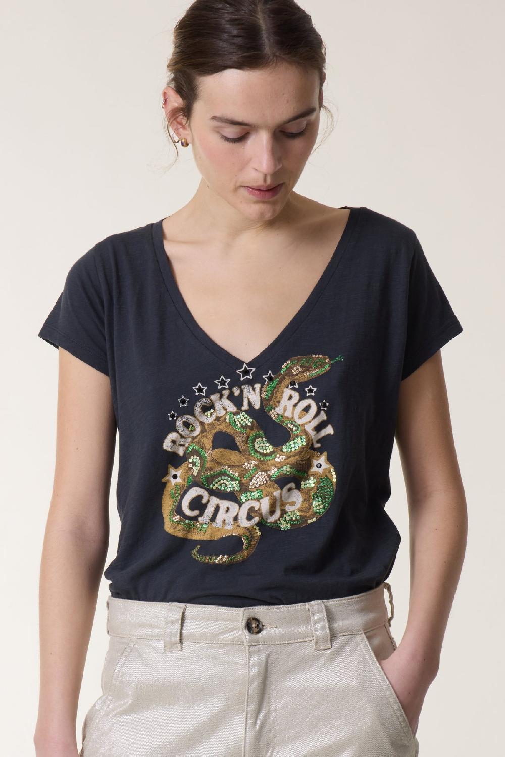 Leon & Harper Tshirt Tonton Snaake Carbone