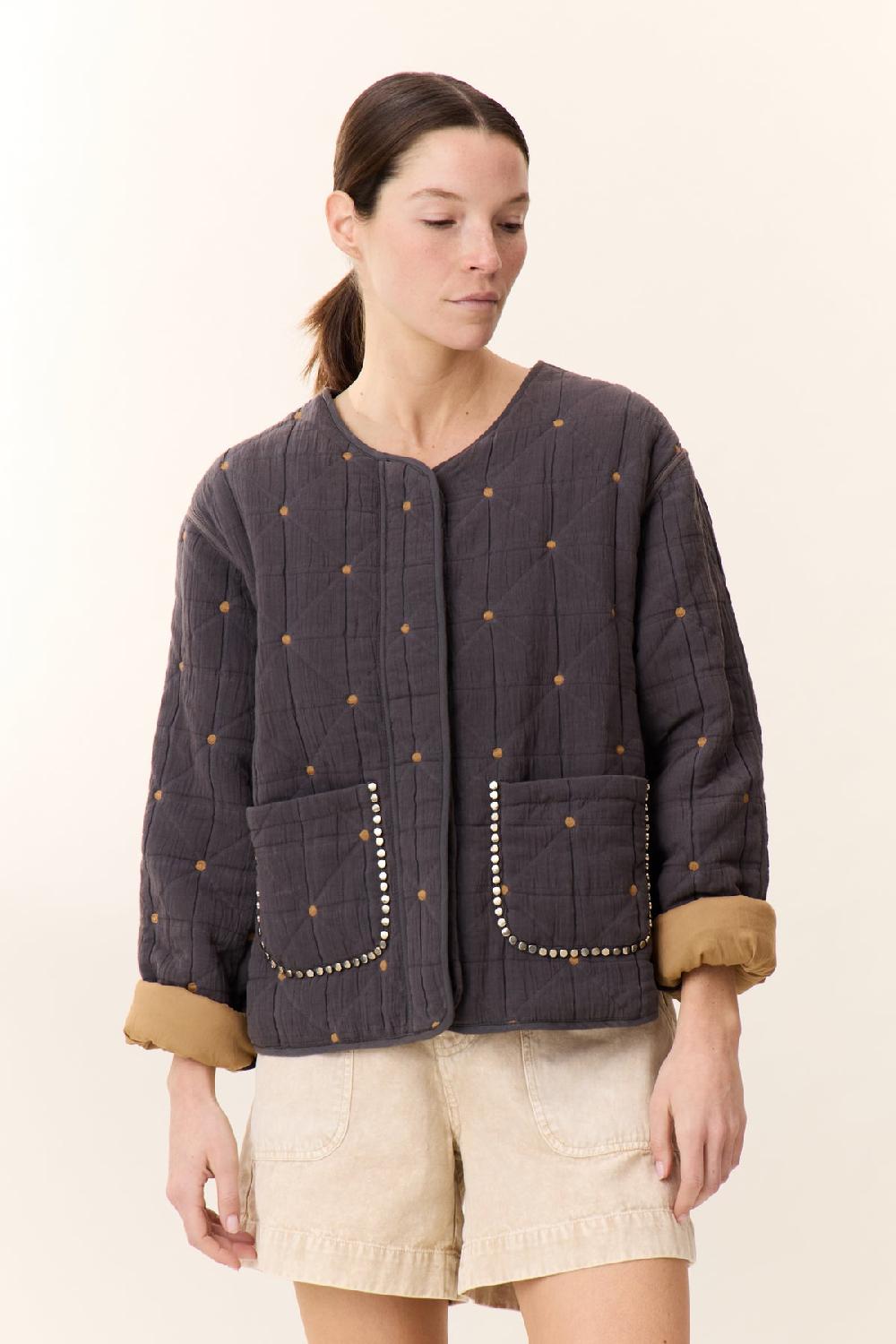 leon & harper Veste Vahala Quilt Carbone