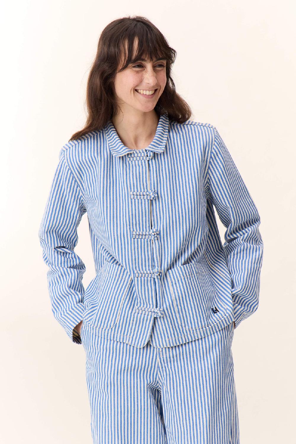 leon & harper Veste Vargas Strp Navy