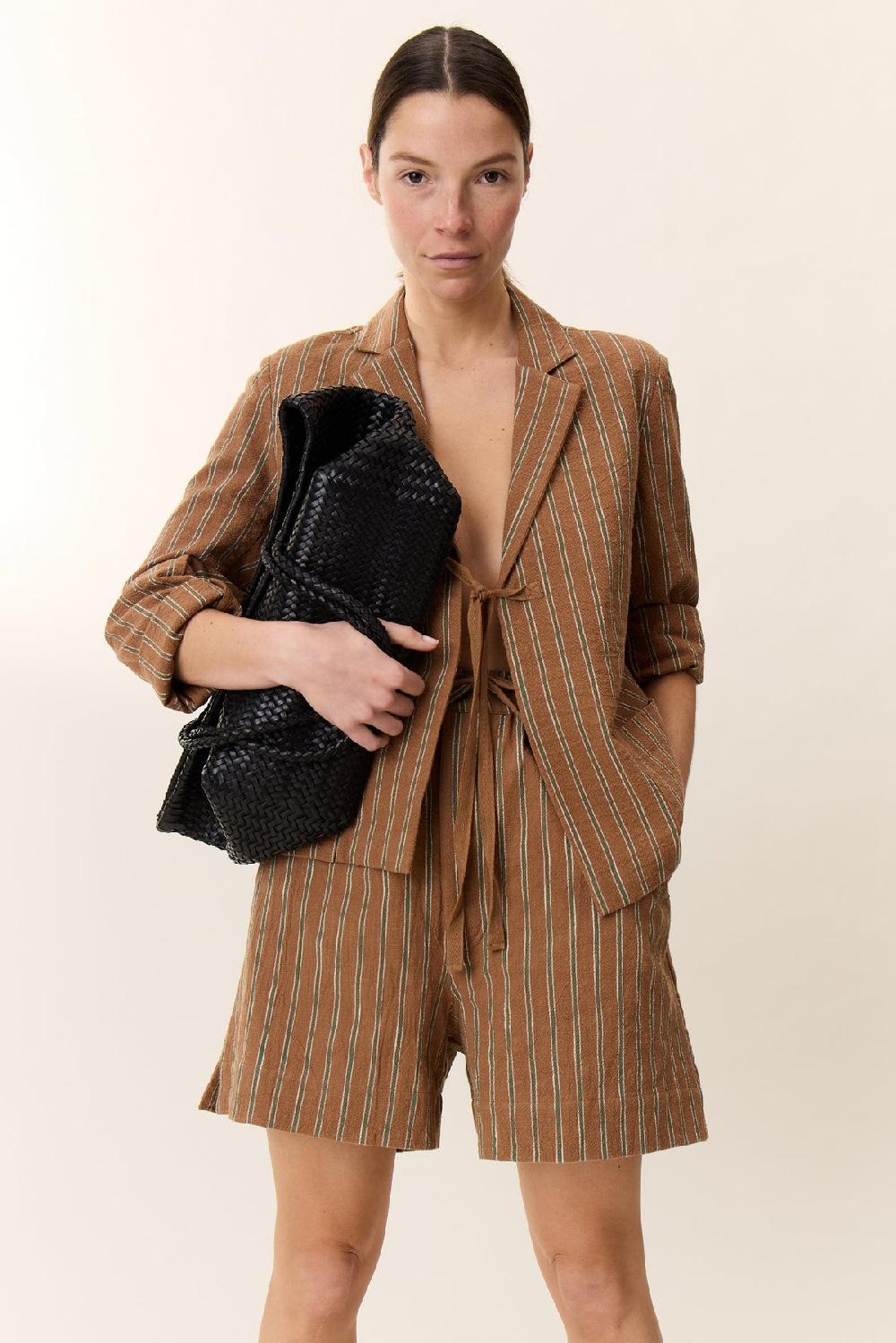 Leon & Harper Veste Vela Strp Brown