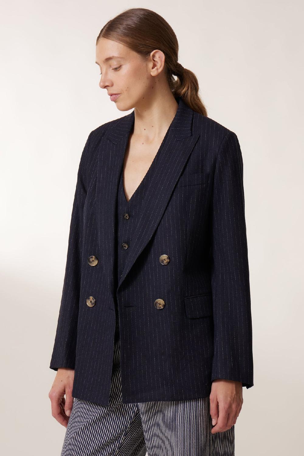 leon & harper Veste Volverte Stripe Blackstripe
