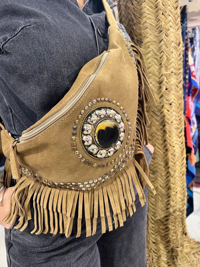 les bohémiennes Banane à franges Flower Market Beige foncé