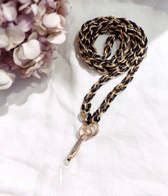 les bohémiennes Bijou téléphone maille + cuir façon Chanel