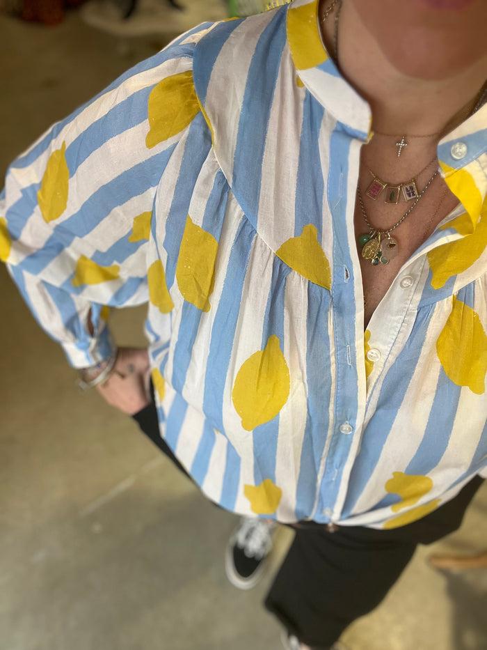Les Bohémiennes Blouse Sofia Mix Rayures Et Citrons