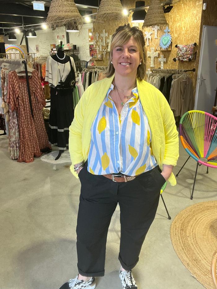 Les Bohémiennes Blouse Sofia Mix Rayures Et Citrons