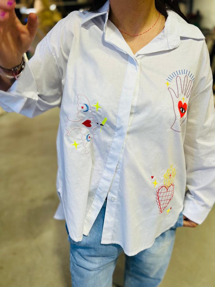 Les Bohémiennes Chemise Coupe Décalée Bendicion Blanc