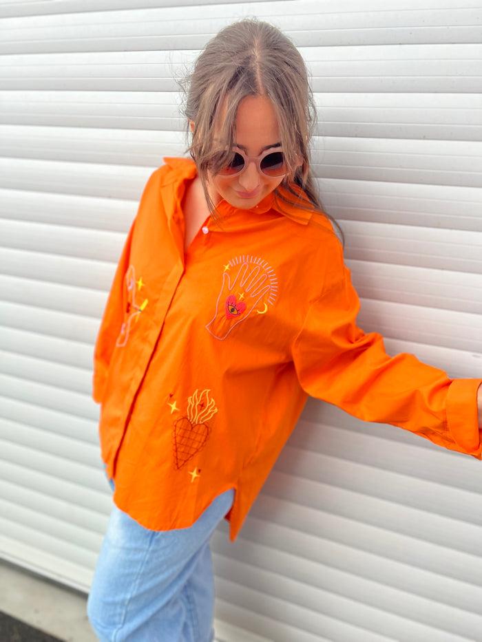 Les Bohémiennes Chemise Coupe Décalée Bendicion Orange